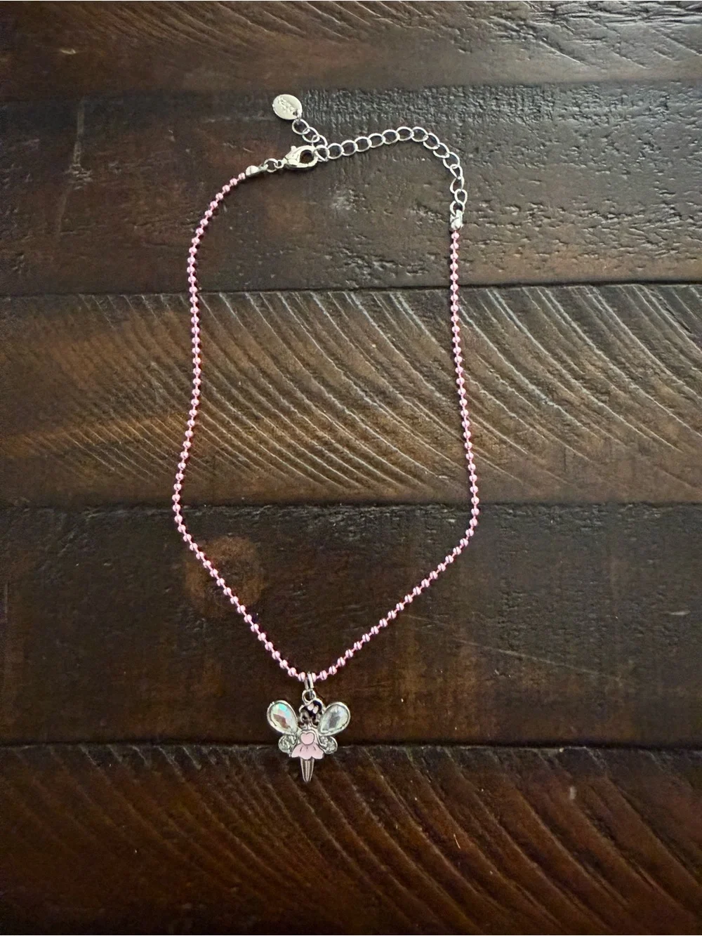 Pink Beaded Fairy Pendant Necklace - girls kids Jewelry